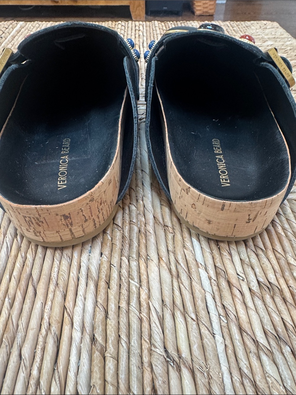 Veronica Beard Fern Black Leather Studded Mule Clogs Embellished Charms 8 - Picture 5 of 10